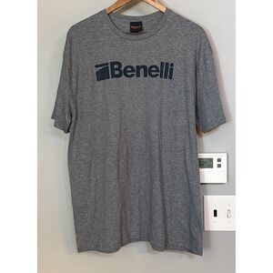 Mens Benelli Graphic T Shirt Gray XL Short Sleeve Crew Neck Casual